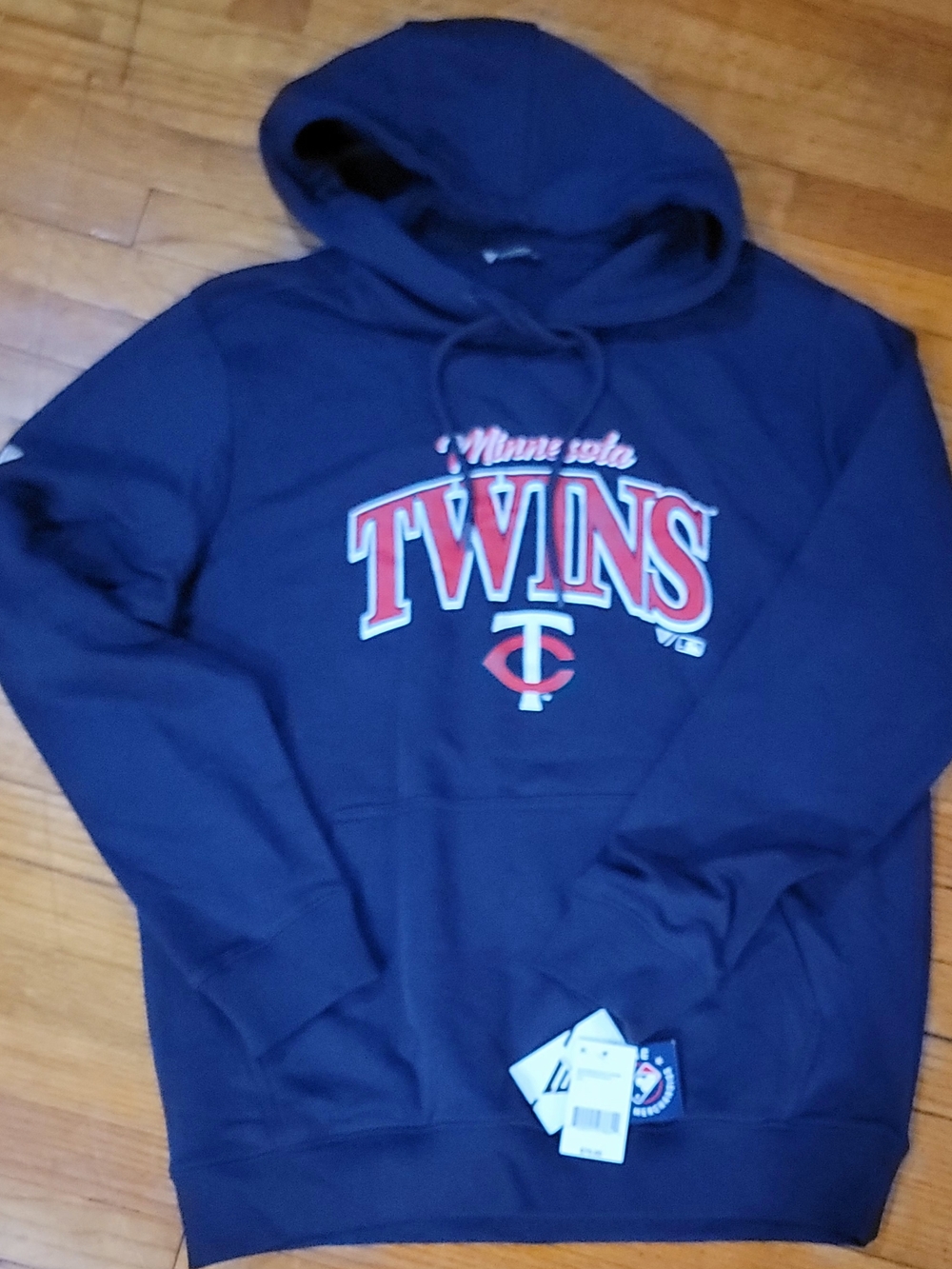 MLB Minnesota Twins Navy Pullover Hoodie with Red Logo